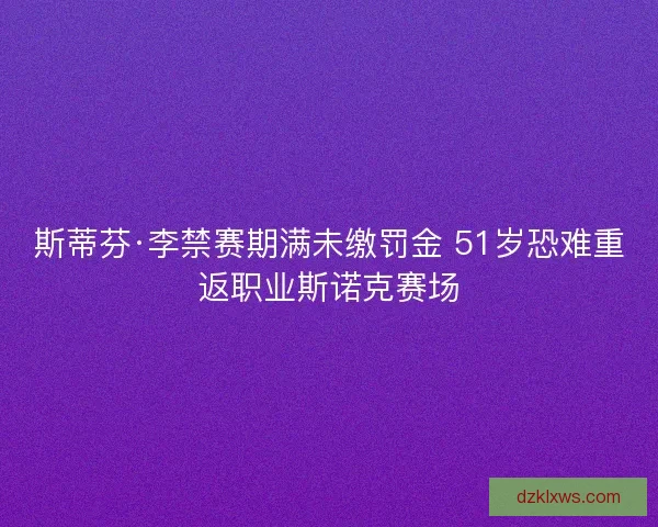 斯蒂芬·李禁赛期满未缴罚金 51岁恐难重返职业斯诺克赛场
